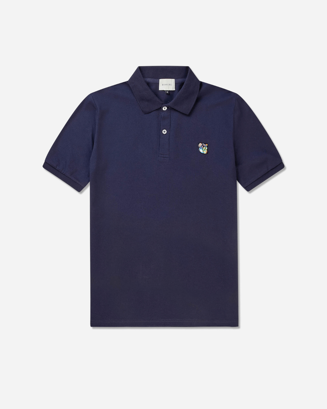 Navy Polo Shirt with Tonsure Teddy Badge - Regular Fit