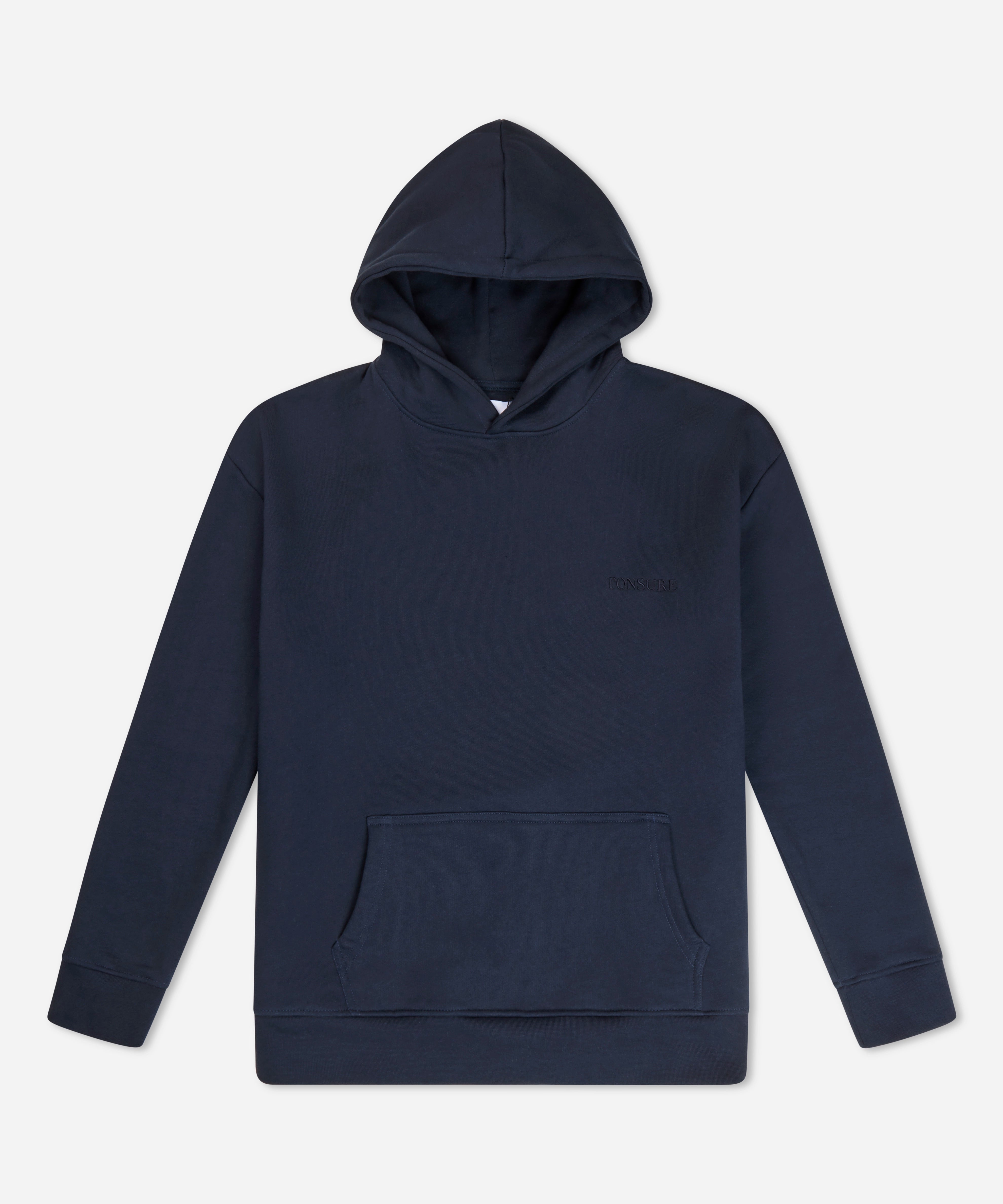 Play hoodie mørkeblå. Tonsure hoodie til mænd.