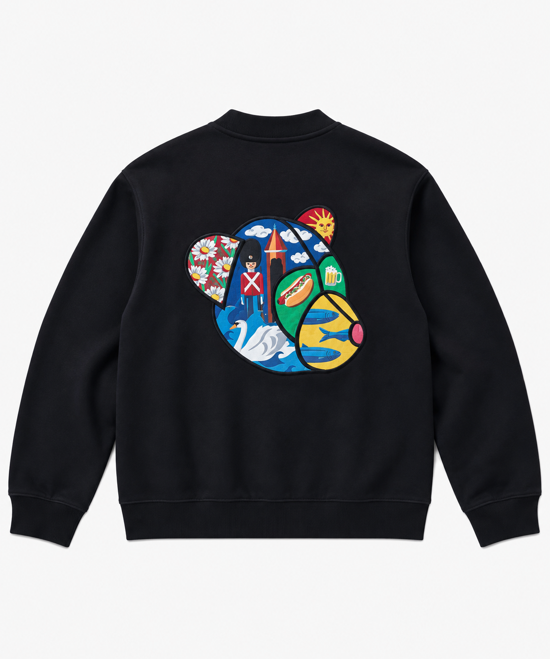 TONSURE Regent Sweat Jacket i dark navy med Copenhagen Teddy artwork – ryg