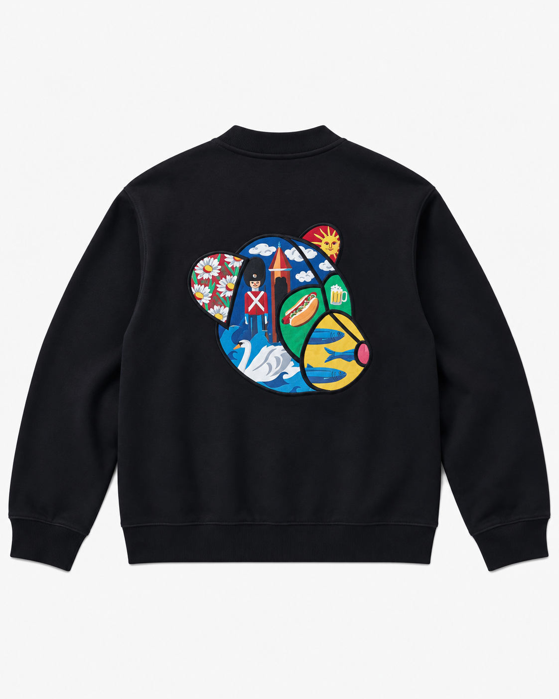 TONSURE Regent Sweat Jacket i dark navy med Copenhagen Teddy artwork – ryg