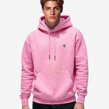 Tonsure Teddy hoodie i bæredygtige materialer. Pink hoodie til mænd og kvinder. Unisex style