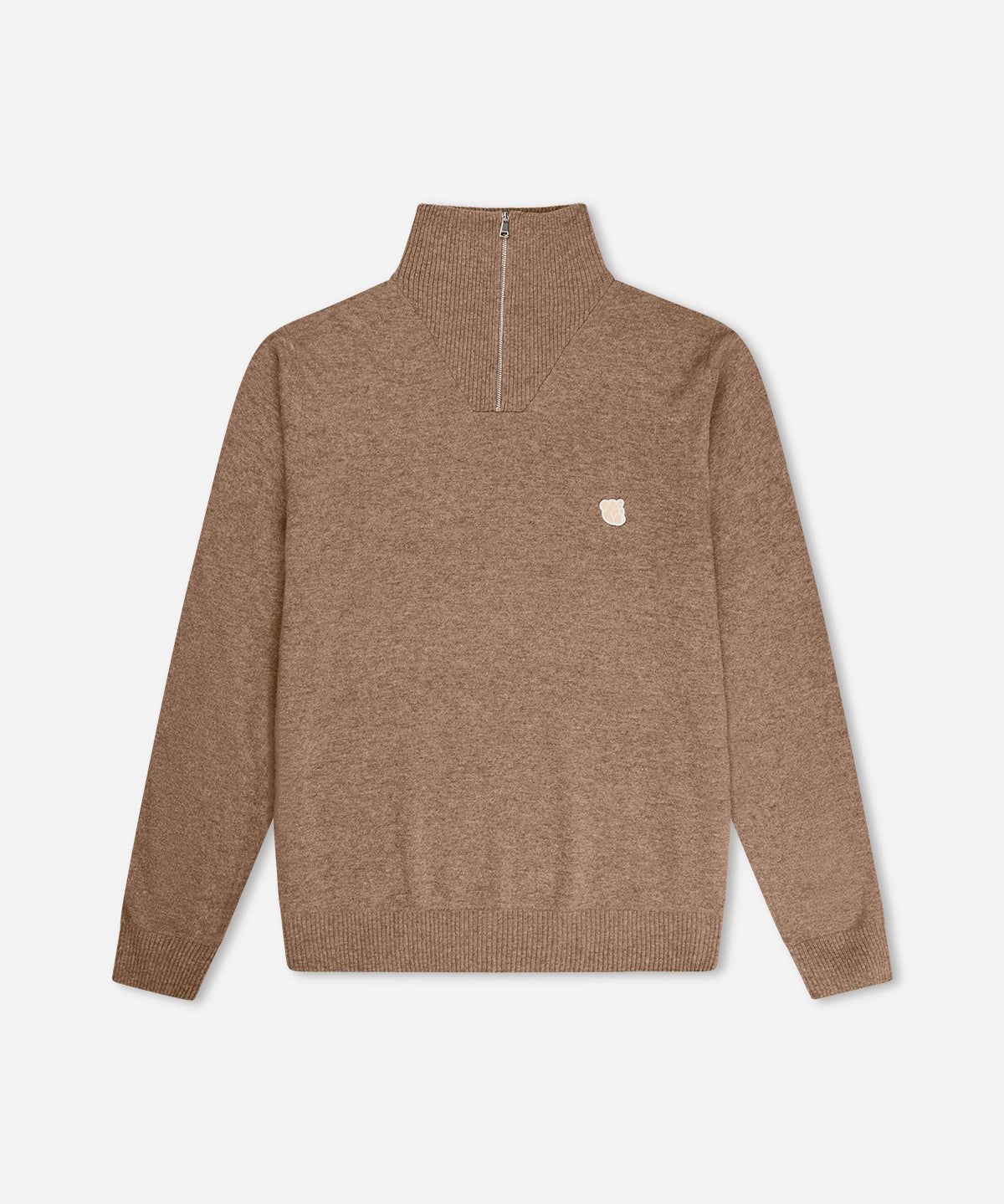 Camel half-zip lambswool strik til mænd fra Tonsure