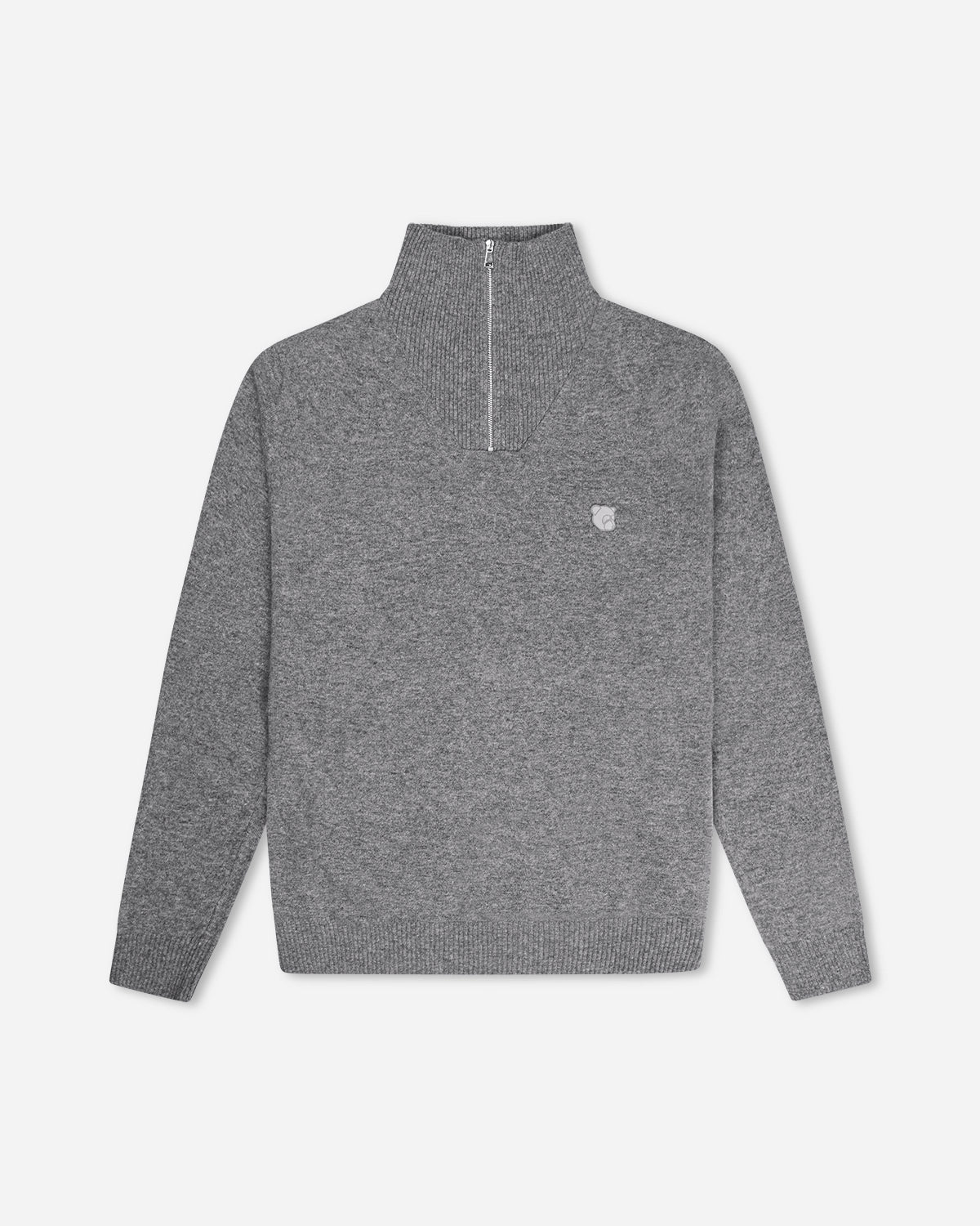 Grå halz-zip lambswool strik fra Tonsure