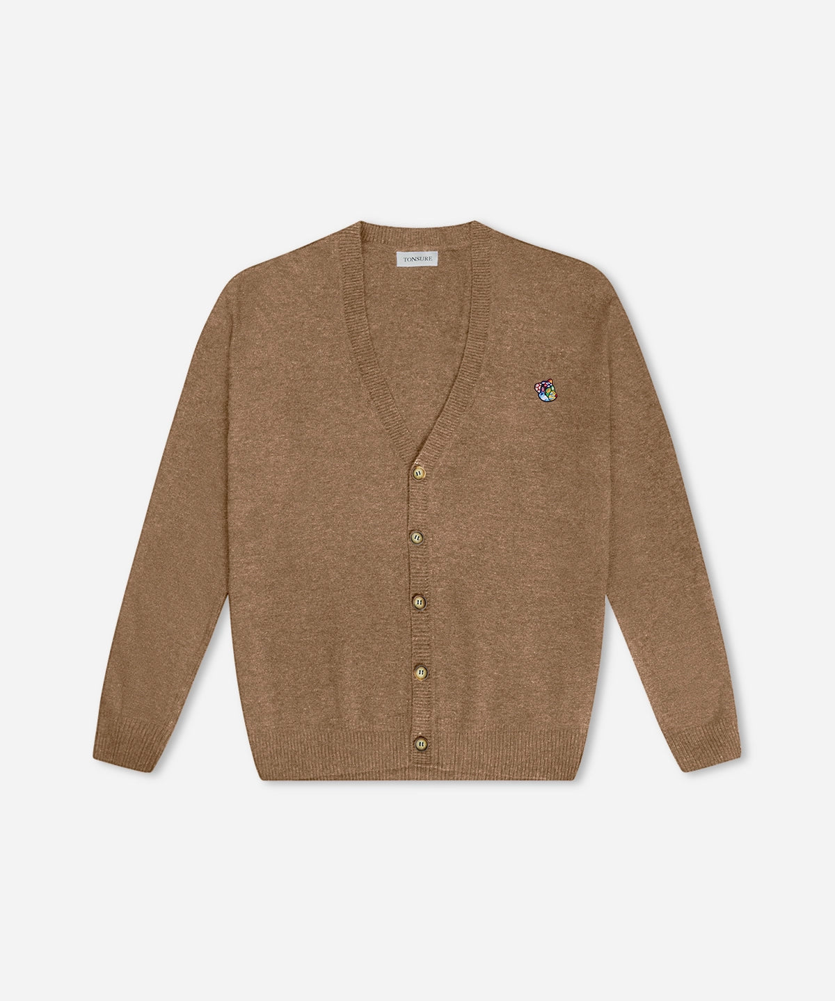 Theo knit cardigan café latte - Tonsure. Cardigan i lambswool. David Beckham style. Cardigan til mænd. Herremode. Strik til mænd