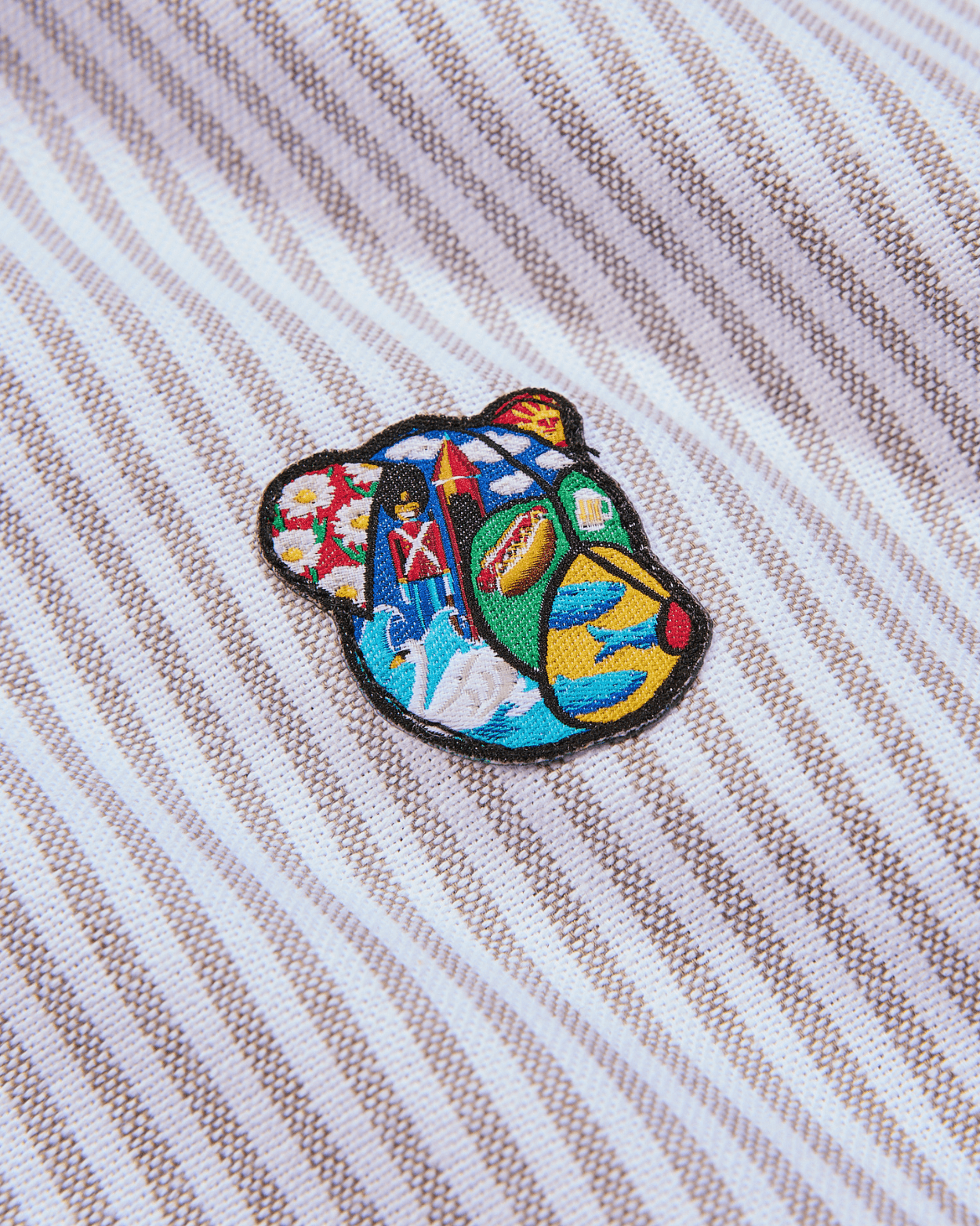 Oxie oxford shirt beige/white striped - Tonsure