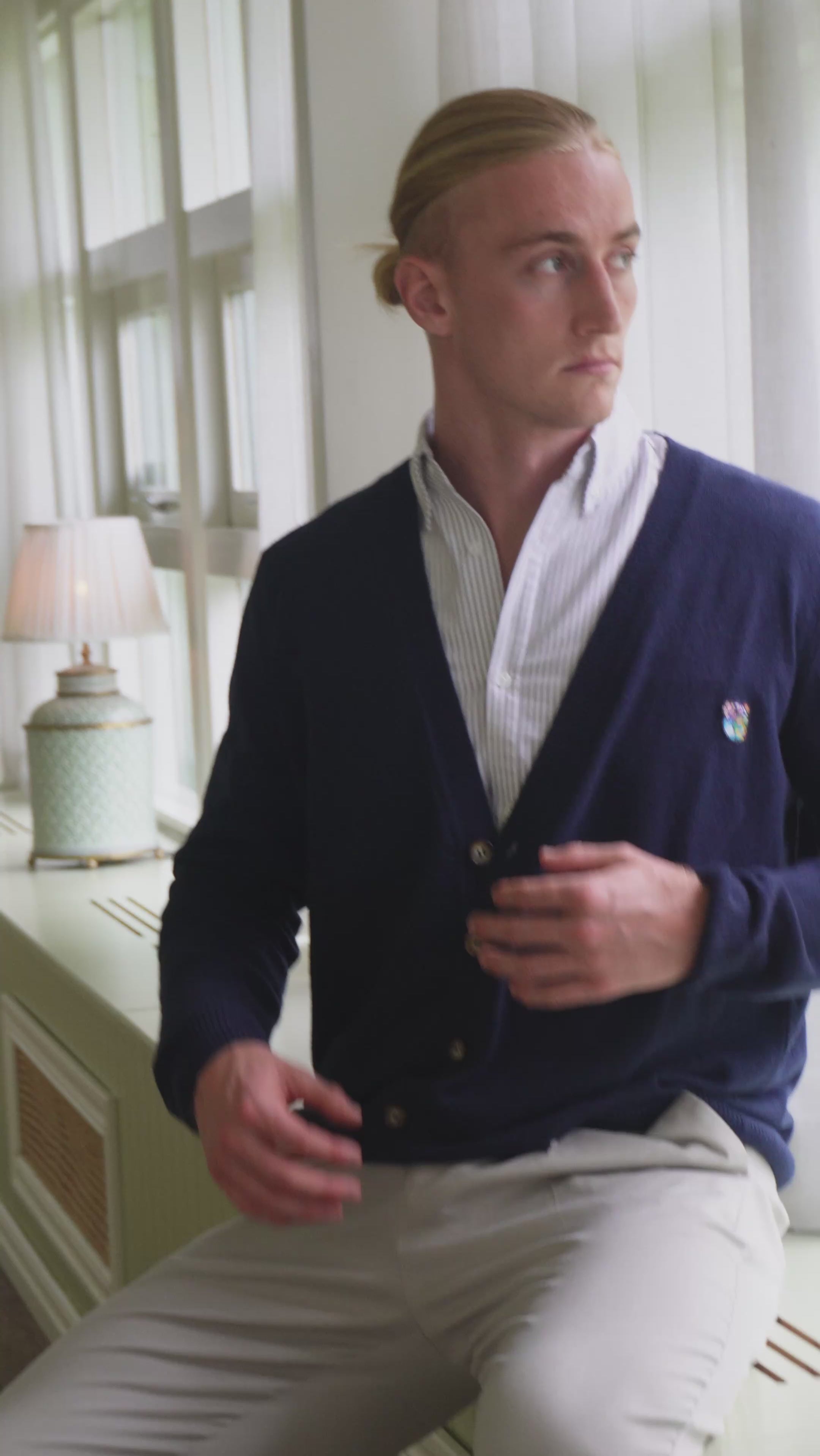 Theo knit cardigan navy